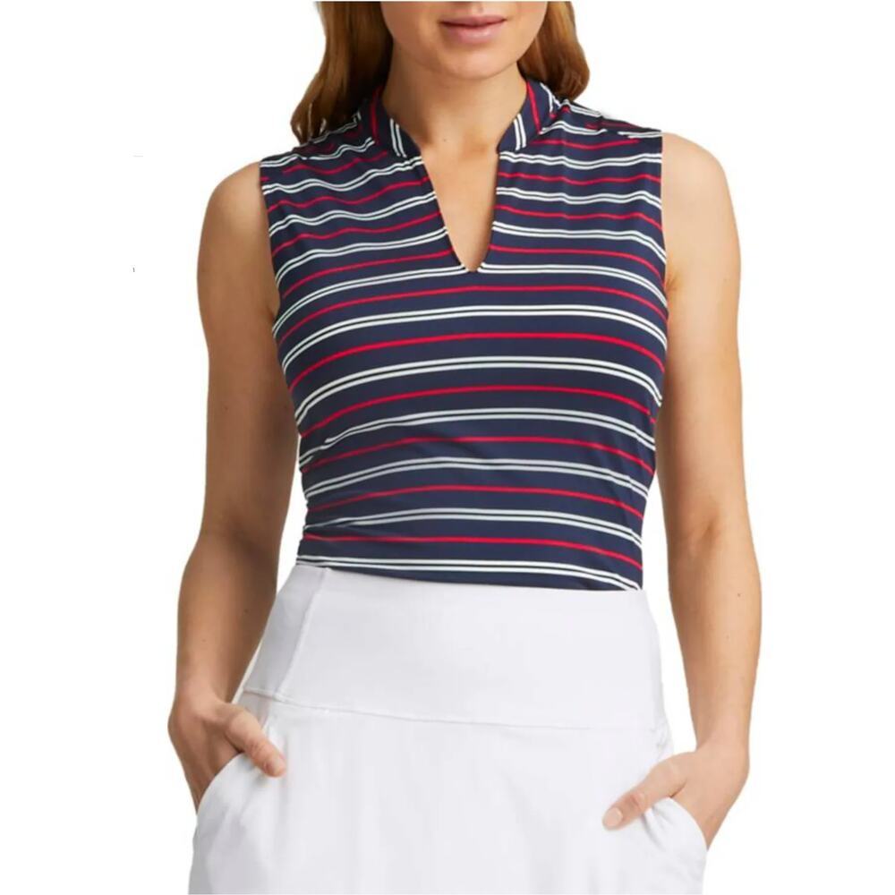 Puma Golf Volition USA Sleeveless Polo Size S Patriotic Striped Performance Top